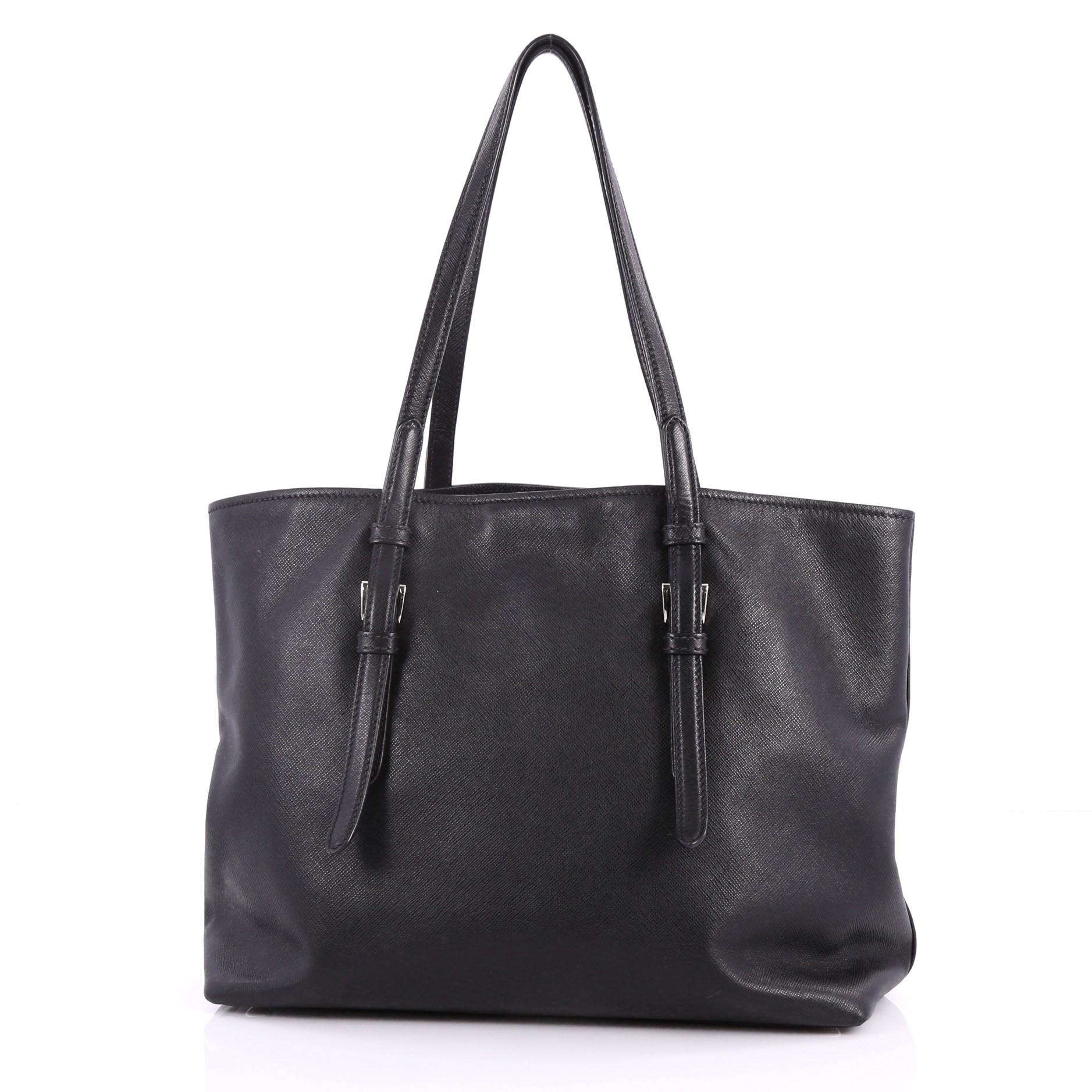 Prada Belted Soft Tote Saffiano Leather Medium In Good Condition In NY, NY