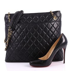 Chanel Vintage Zipped Chain Tote Quilted Leather Large