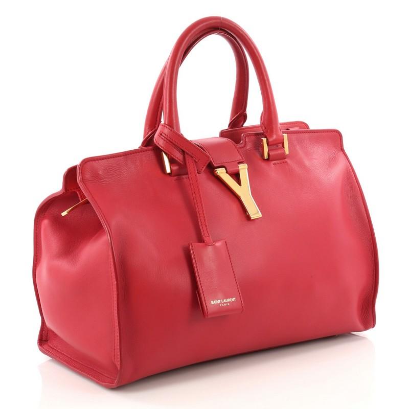 Red Saint Laurent Classic Y Cabas Leather Small