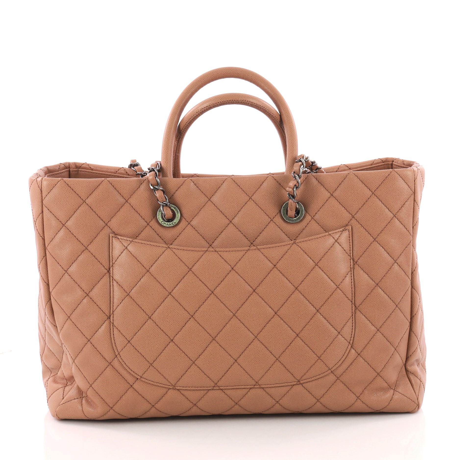 Chanel Coco Handle Shopping Tote Quilted Caviar Large In Excellent Condition In NY, NY