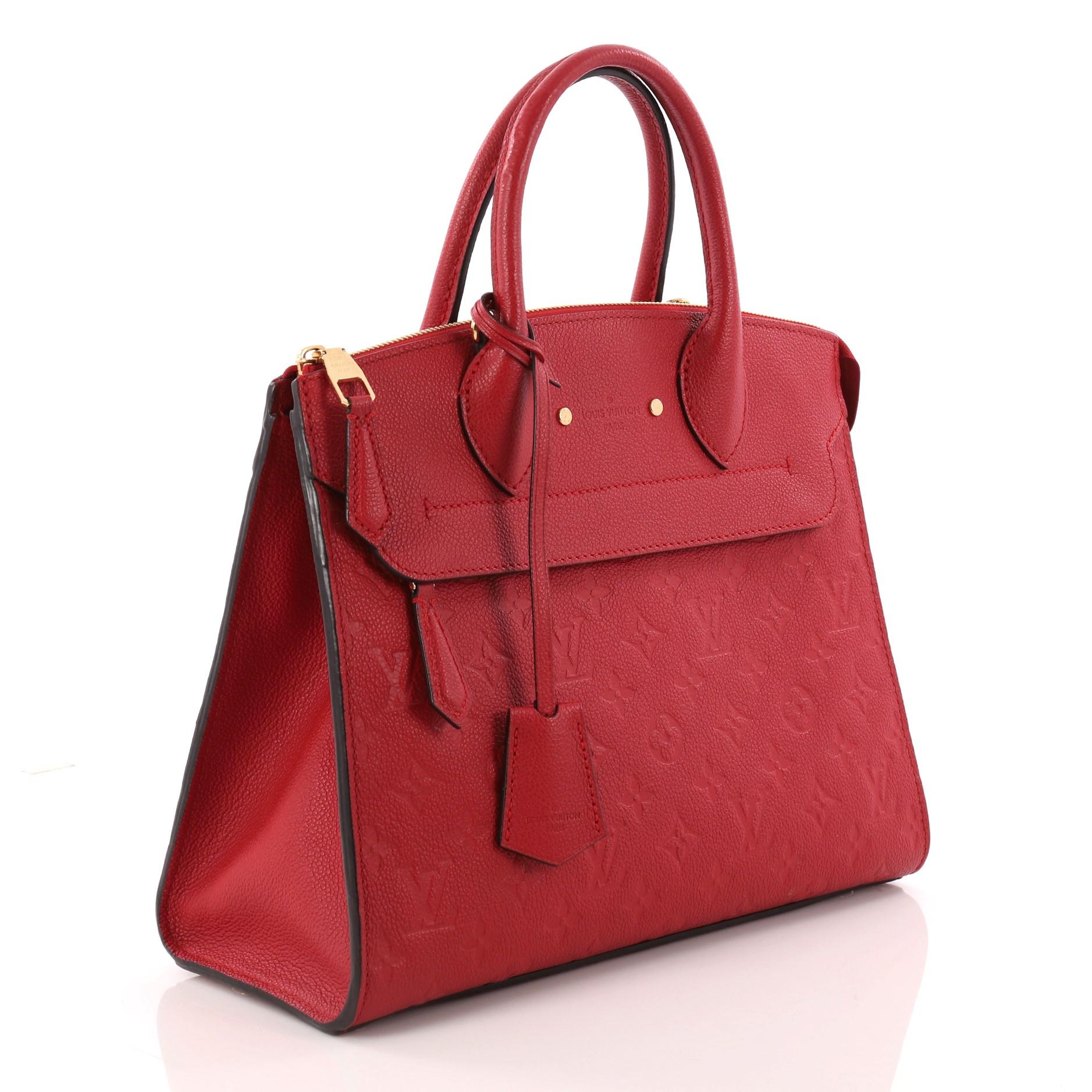 Red Louis Vuitton Pont Neuf Handbag Monogram Empreinte Leather MM