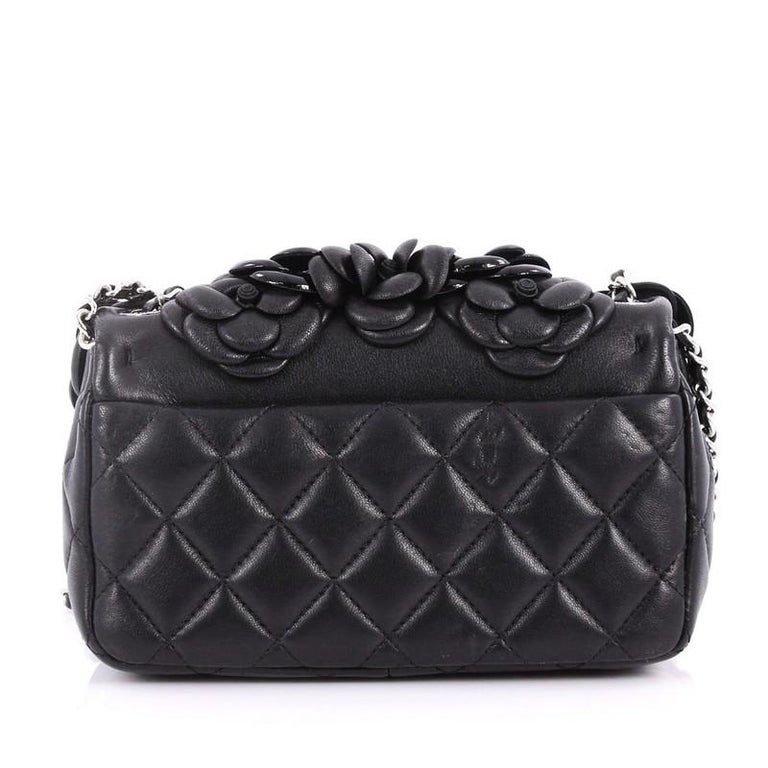 Chanel CC Camellia Flap Bag Patent and Leather Embellished Lambskin Mini