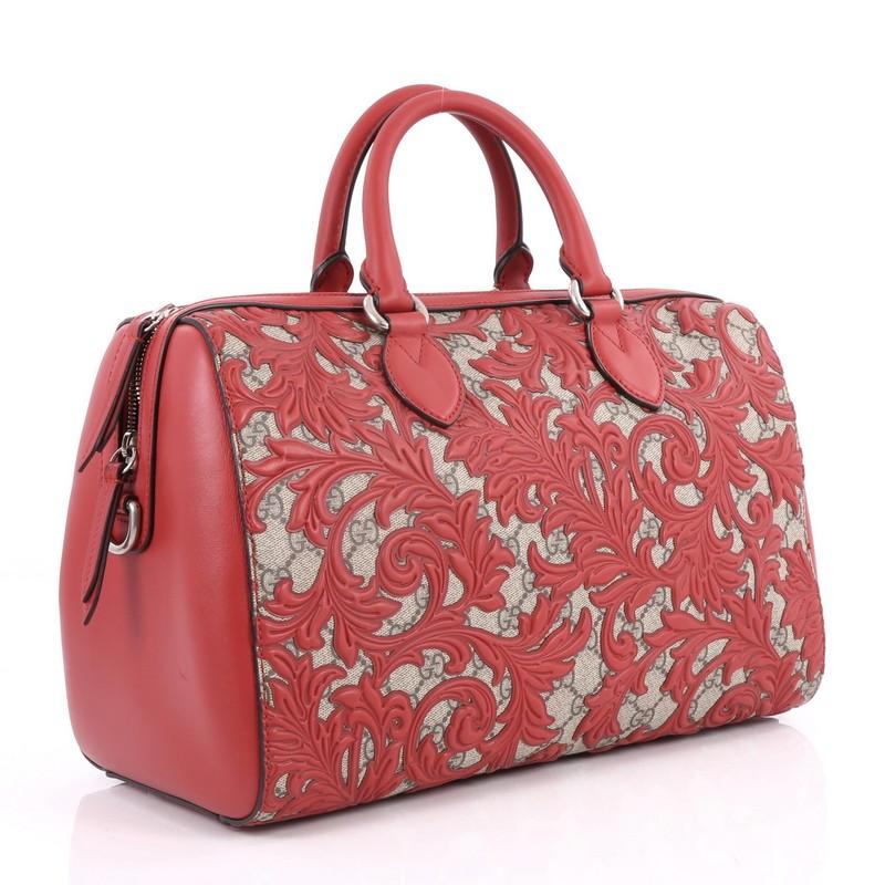 Pink Gucci Convertible Boston Bag Arabesque GG Coated Canvas Medium
