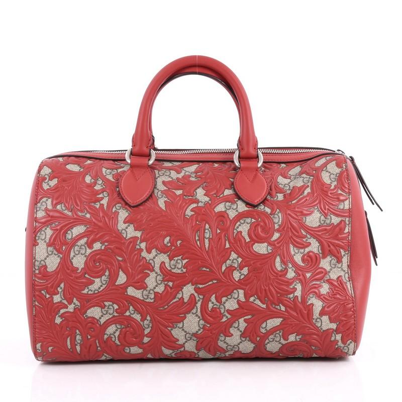 Gucci Convertible Boston Bag Arabesque GG Coated Canvas Medium In Excellent Condition In NY, NY