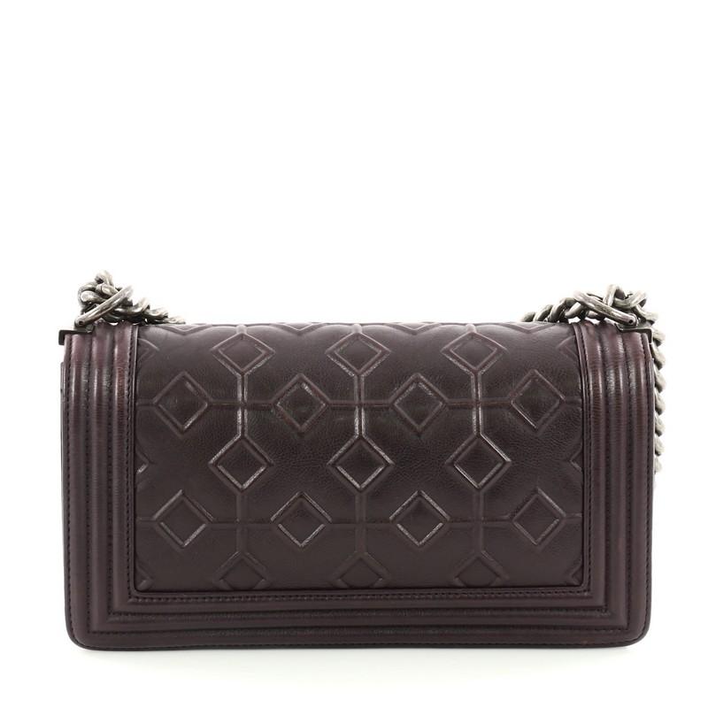 Chanel Arabesque Boy Flap Bag Embossed Calfskin Old Medium In Good Condition In NY, NY