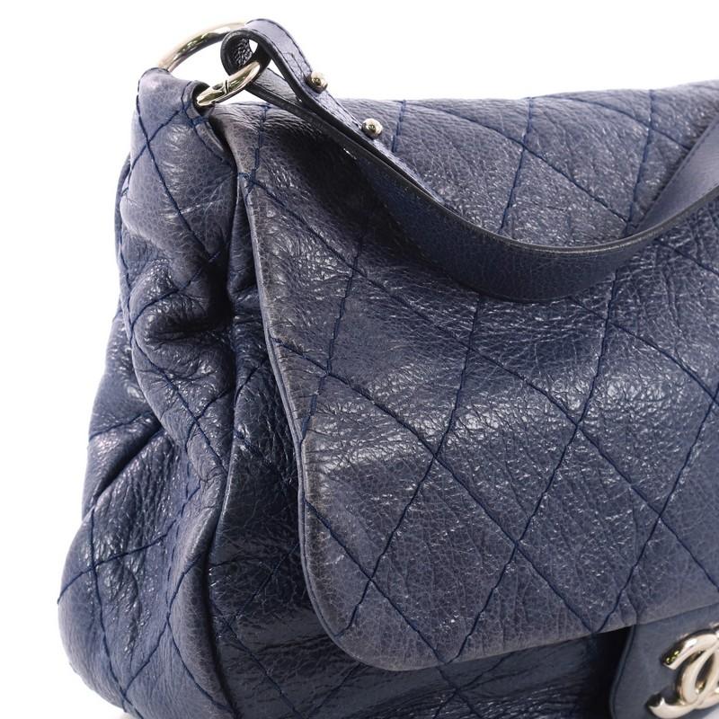 Chanel On the Road Flap Bag Quilted Leather Large In Good Condition In NY, NY