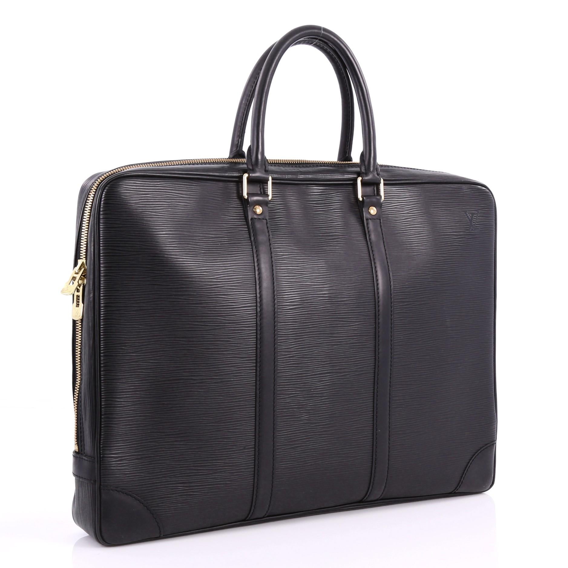 Black Louis Vuitton Porte-Documents Voyage Briefcase Epi Leather