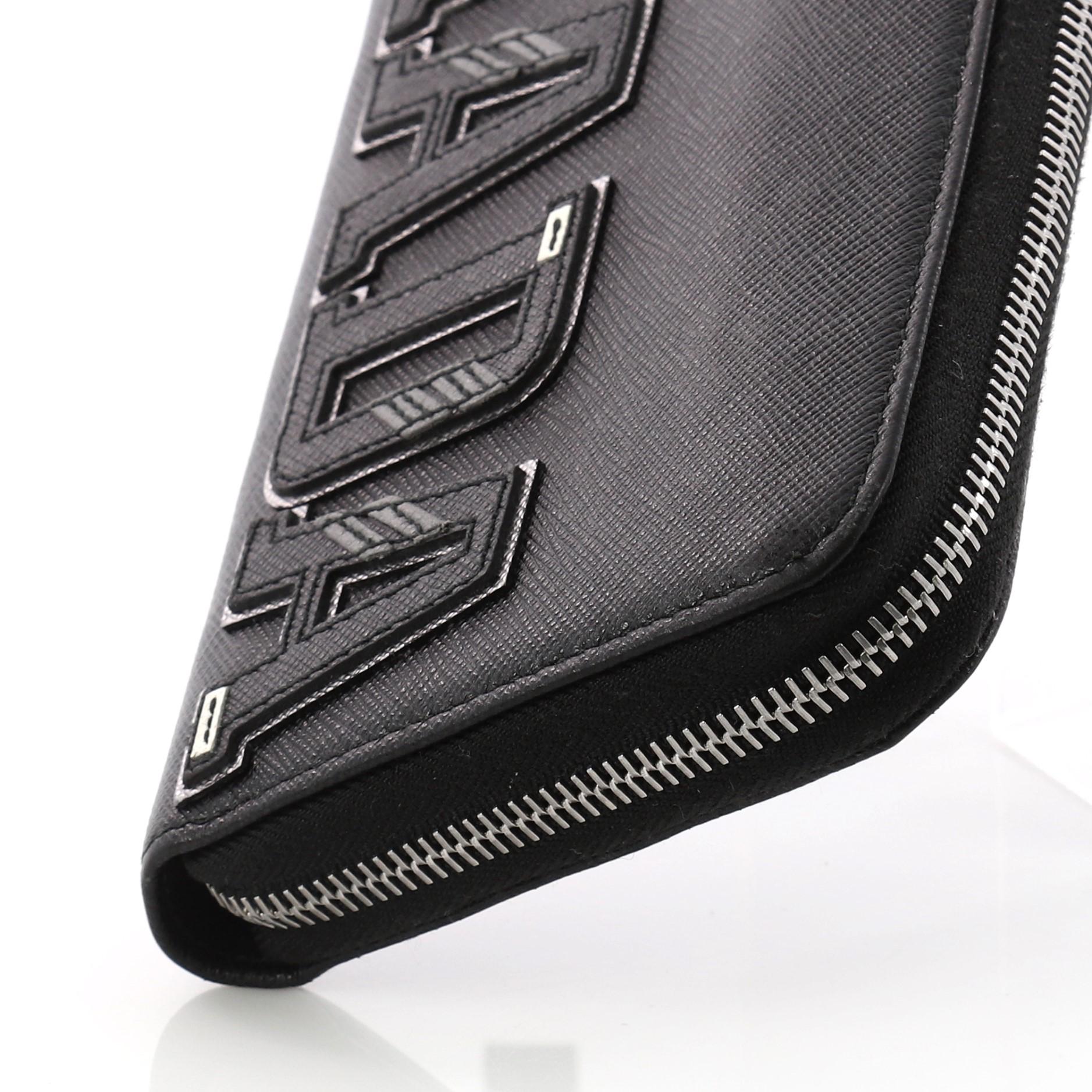 Prada Patches Zip Wallet Saffiano Leather 2