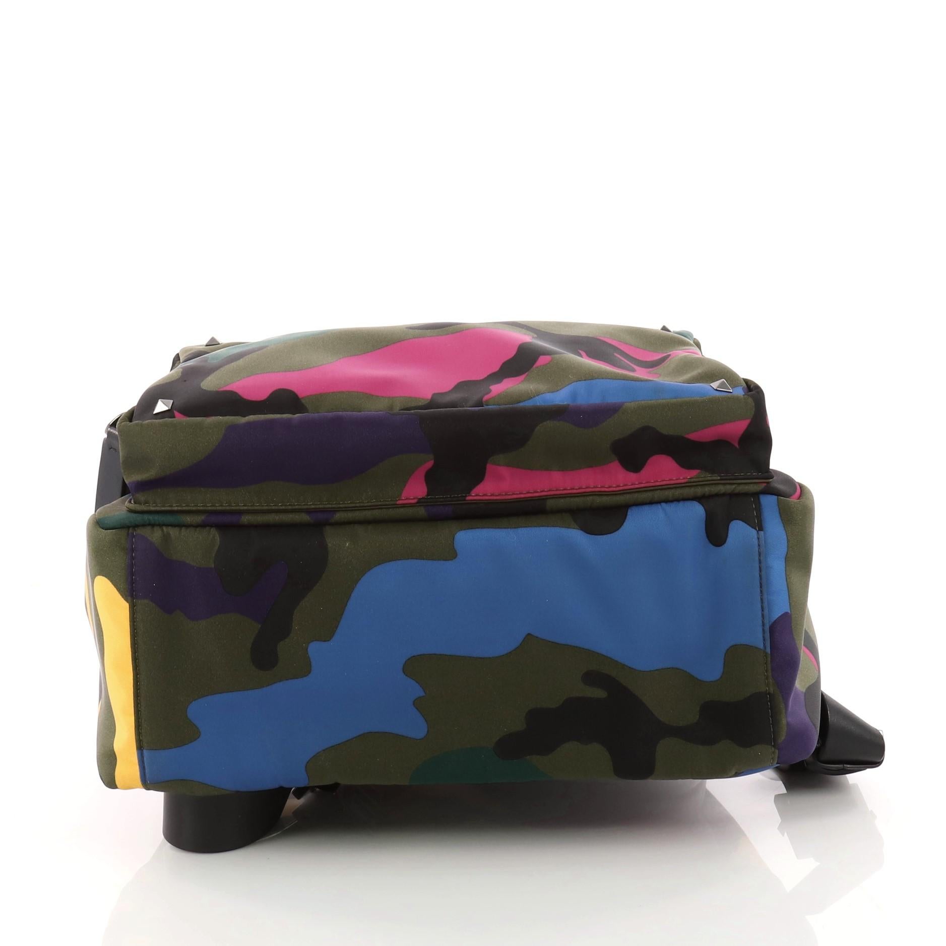 Women's or Men's Valentino Camouflage Backpack Nylon and Leather Large
