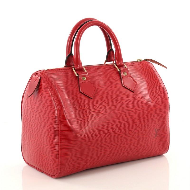 Red  Louis Vuitton Speedy Handbag Epi Leather 25