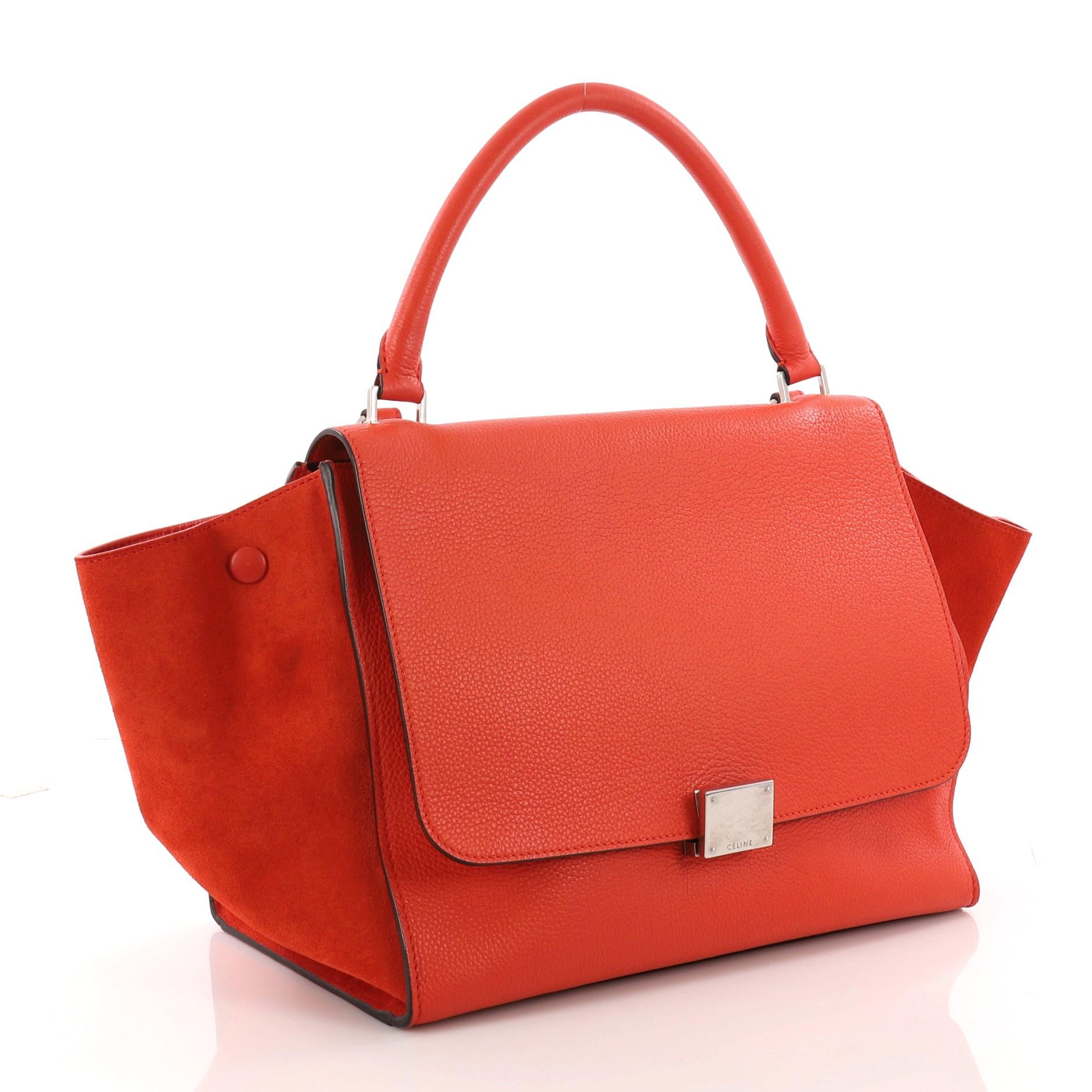Red  Celine Trapeze Handbag Leather Medium