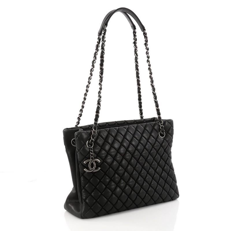 Black Chanel New Bubble Tote Quilted Calfskin Small