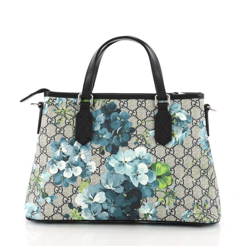 Gucci Convertible Tote Blooms Print GG Coated Canvas Small In Good Condition In NY, NY