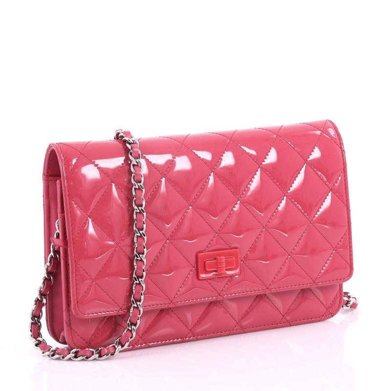 Pink Chanel Reissue Wallet on Chain Quilted Patent