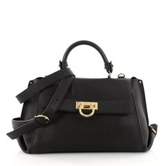 Salvatore Ferragamo Sofia Satchel Pebbled Leather Medium