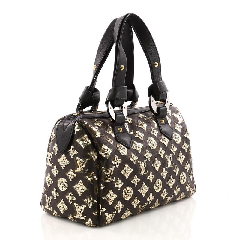 Black  Louis Vuitton Speedy Handbag Limited Edition Monogram Eclipse Sequins 28