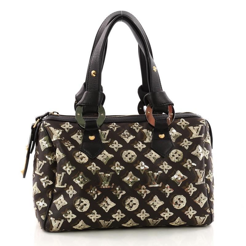  Louis Vuitton Speedy Handbag Limited Edition Monogram Eclipse Sequins 28 In Good Condition In NY, NY