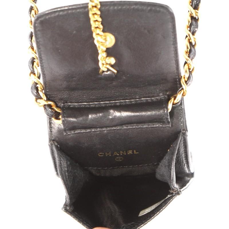 Black  Chanel Vintage CC Phone Holder on Chain Bag Caviar 