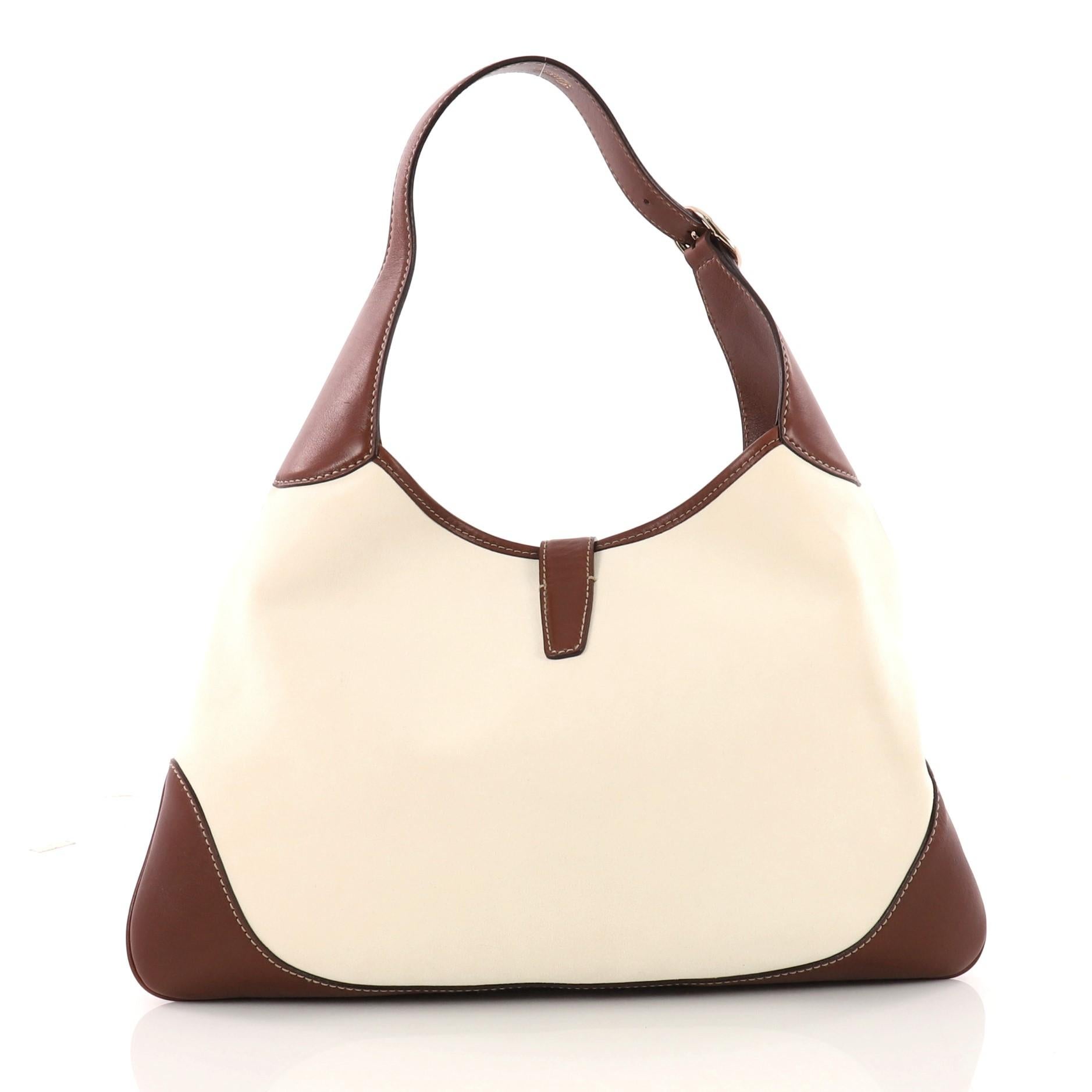 Gucci Jackie O Bouvier Web Hobo Embellished Leather Medium In Good Condition In NY, NY