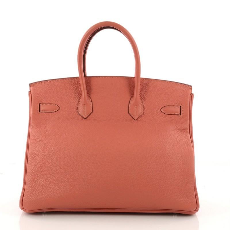 Orange Hermes Birkin Handbag Rose Tea Clemence with Palladium Hardware 35
