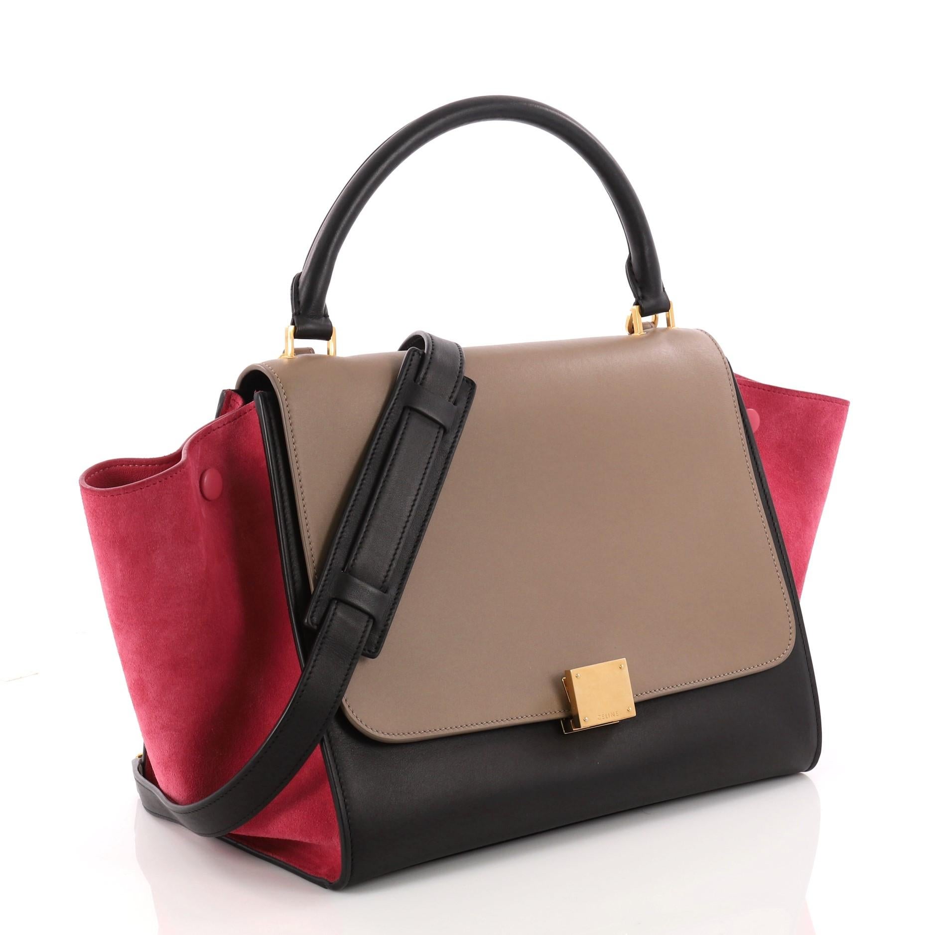 Brown Celine Tricolor Trapeze Handbag Leather Medium