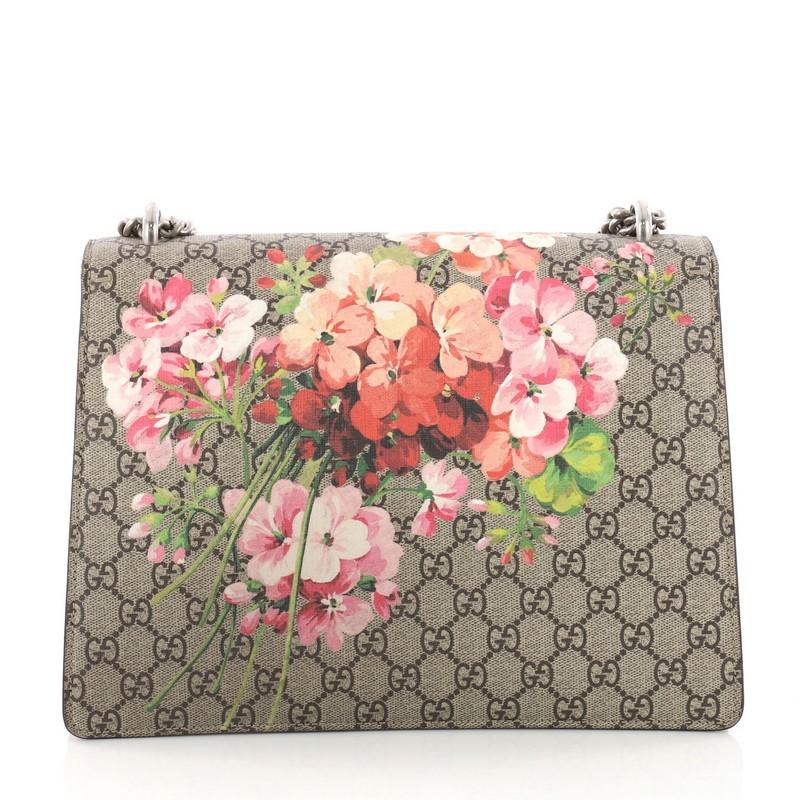 Brown Gucci Dionysus Handbag Blooms Print GG Coated Canvas Medium
