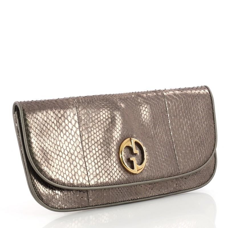 Black Gucci 1973 Clutch Python