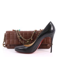 Chanel Chocolate Bar Perlen Kette Klappe Tasche gesteppt Kalbsleder Ost-West