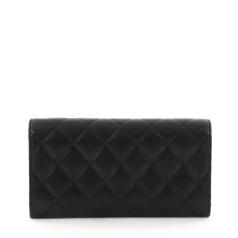 Chanel CC Gusset Classic Flap Wallet Quilted Lambskin Long In Good Condition In NY, NY