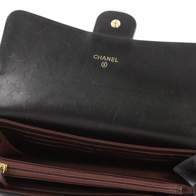 Chanel CC Gusset Classic Flap Wallet Quilted Lambskin Long at 1stDibs