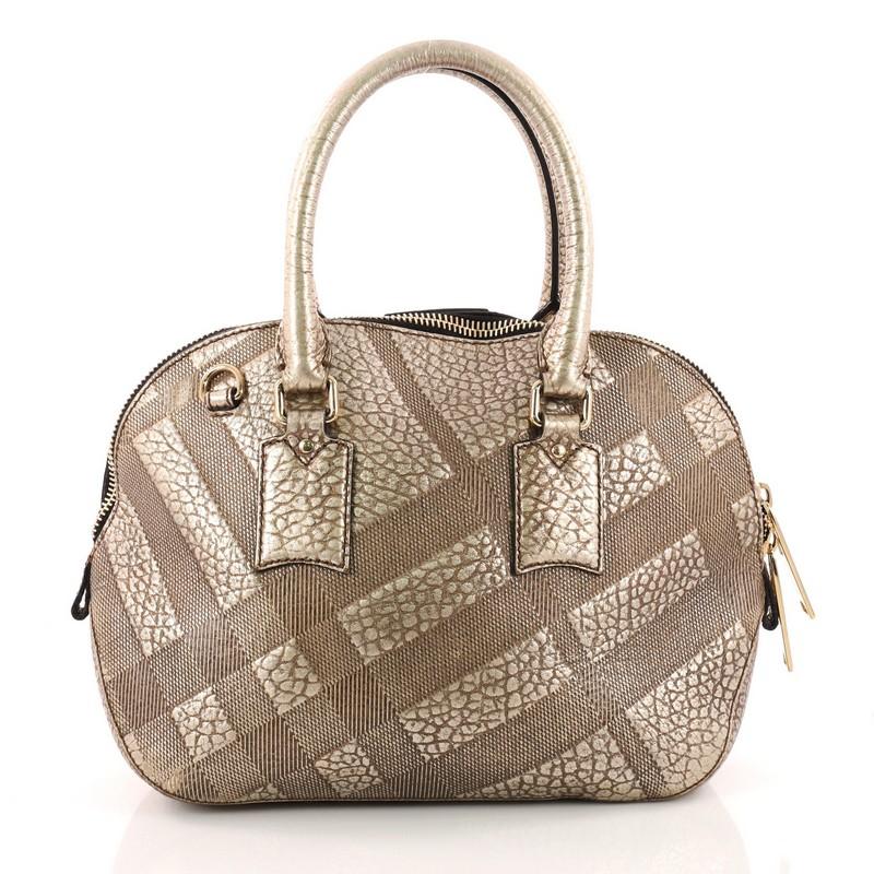 Burberry Orchard Bag Embossed Check Leather Small In Good Condition In NY, NY