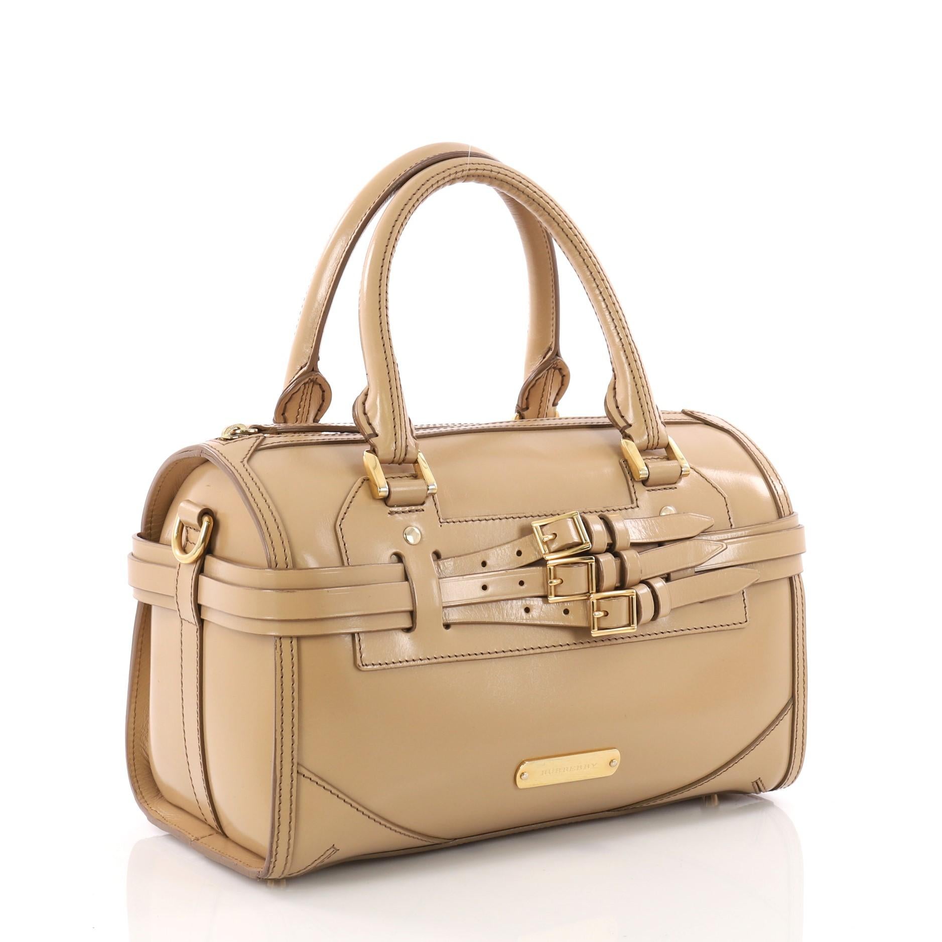 Brown Burberry Bridle Chester Convertible Bowler Bag Leather Medium