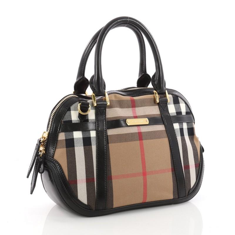 Black Burberry Bridle Orchard Bag House Check Canvas Small