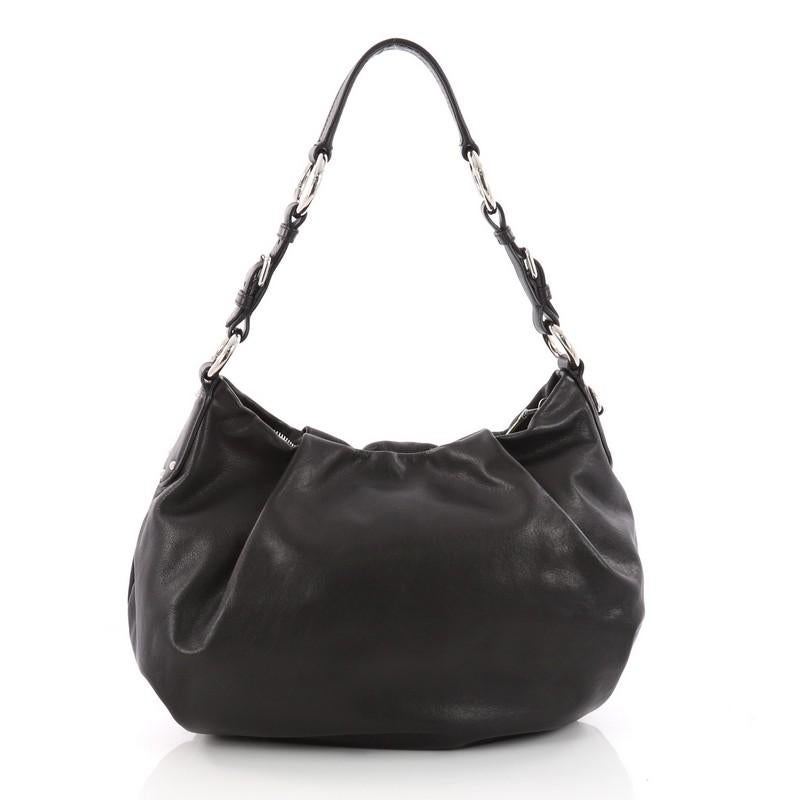 Prada Pleated Hobo Soft Calfskin Large In Good Condition In NY, NY