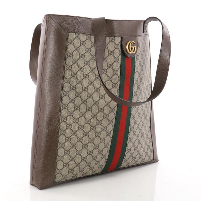 Gray Gucci Ophidia Soft Open Tote GG Coated Canvas Large