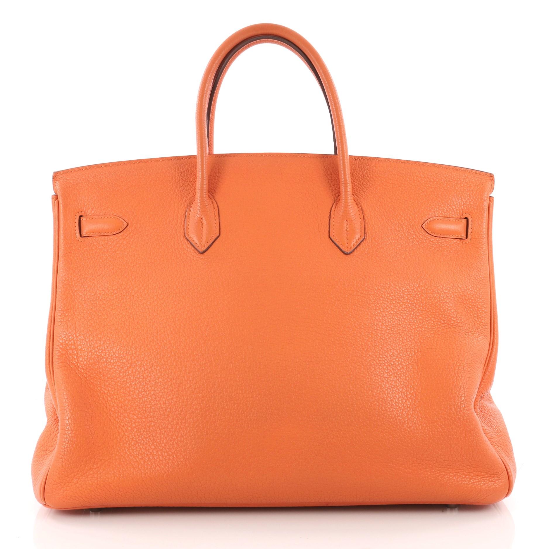 Women's or Men's Hermes Birkin Handbag Orange Clemence with Palladium Hardware 40