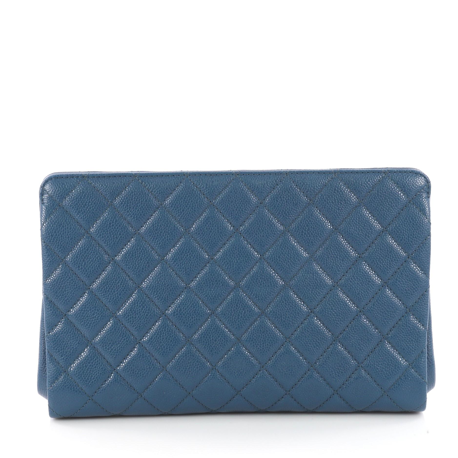 Chanel Timeless CC Clutch Quilted Caviar Large  In Good Condition In NY, NY