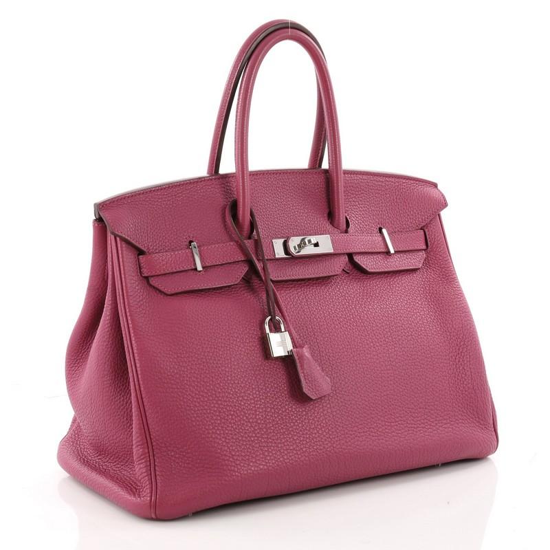 Pink Hermes Birkin Handbag Tosca Togo with Palladium Hardware 35
