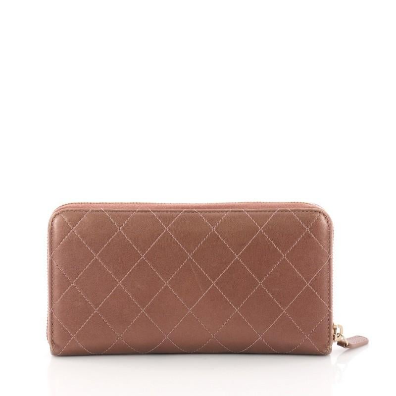 Chanel Zip Around Wallet Quilted Lambskin Long In Good Condition In NY, NY
