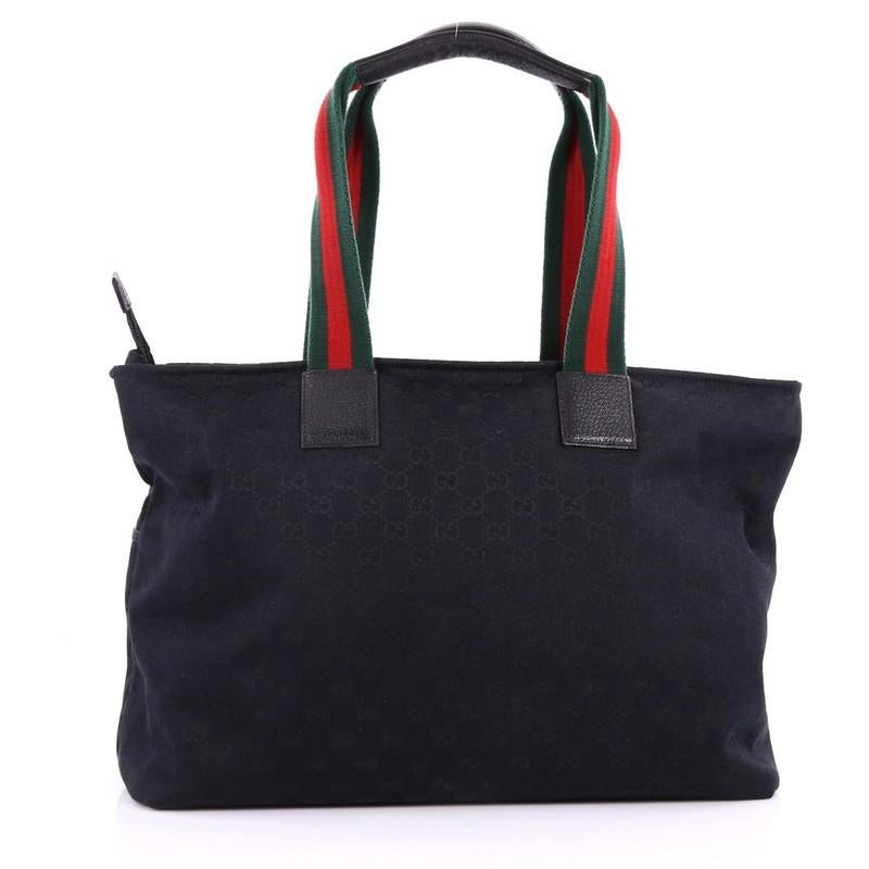 Gucci Diaper Web Strap Tote GG Canvas Large In Good Condition In NY, NY