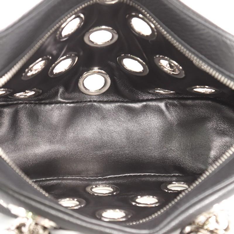 Black Prada Grommet Chain Shoulder Bag Vitello Daino Medium