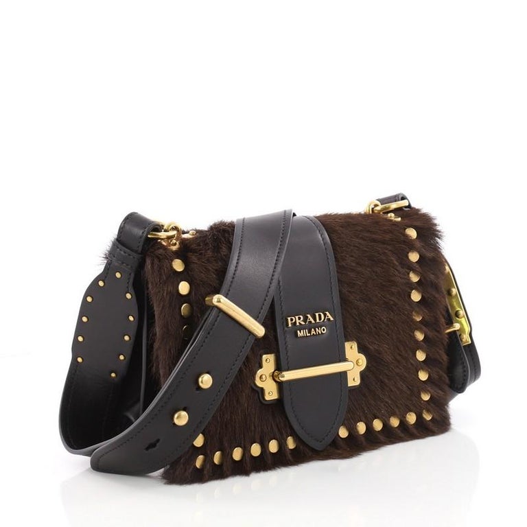 Prada Cahier Crossbody Bag Calf Hair with Leather Small at ...