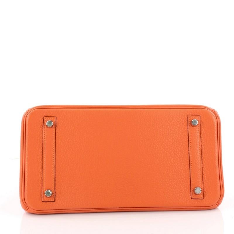Women's or Men's Hermes Birkin Handbag Orange Clemence with Palladium Hardware 30