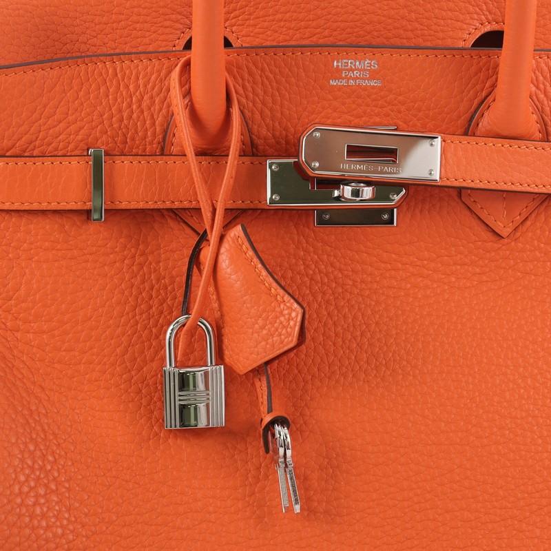 Hermes Birkin Handbag Orange Clemence with Palladium Hardware 30 2