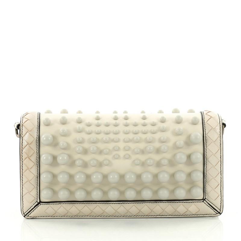 Bottega Veneta City Knot Chain Clutch Studded Leather with Intrecciato Detail In Good Condition In NY, NY