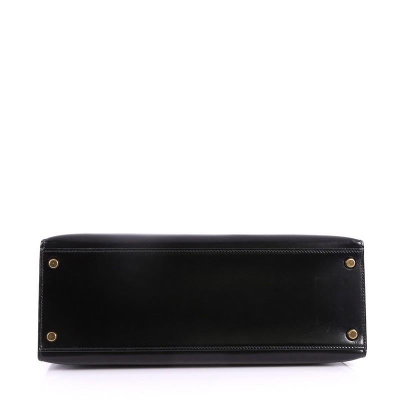 Hermes Kelly Handbag Black Box Calf with Gold 1