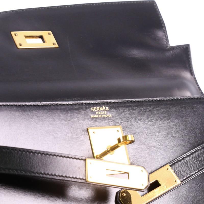 Hermes Kelly Handbag Black Box Calf with Gold 3