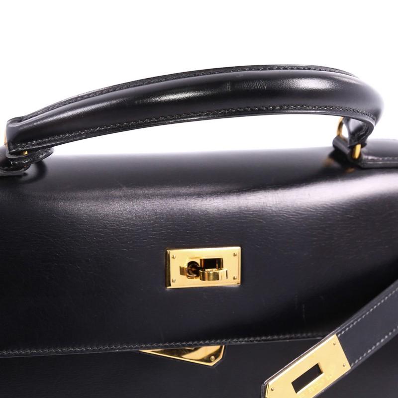 Hermes Kelly Handbag Black Box Calf with Gold 6
