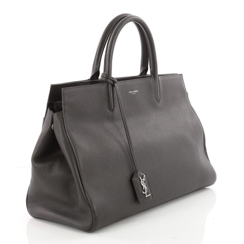 Black Saint Laurent Rive Gauche Cabas Leather Medium