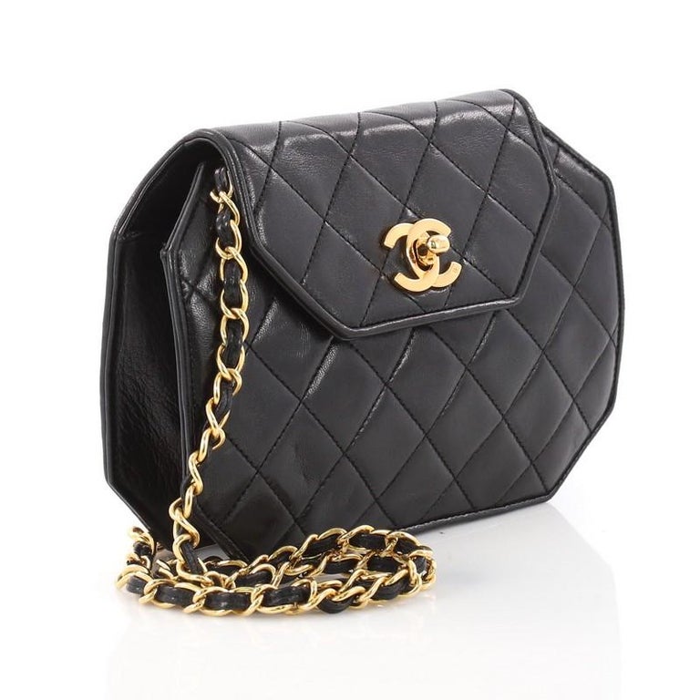 Chanel Vintage Octagon CC Flap Bag Quilted Leather Small at 1stDibs